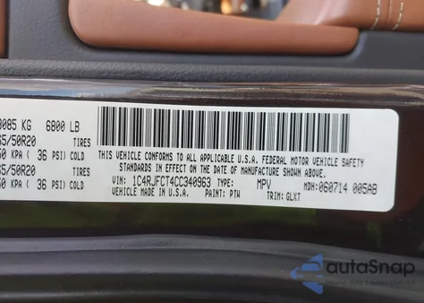 2012 Jeep Grand Cherokee Overland from USA, damaged, VIN 1C4RJFCT4CC340963